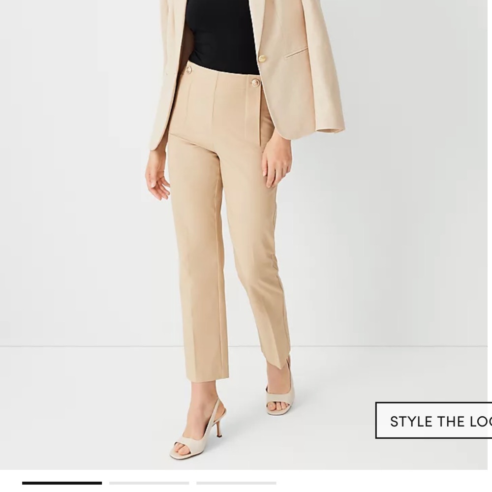 Ann Taylor Women Navy Curvy Pants with Gold Buttons Size 4P